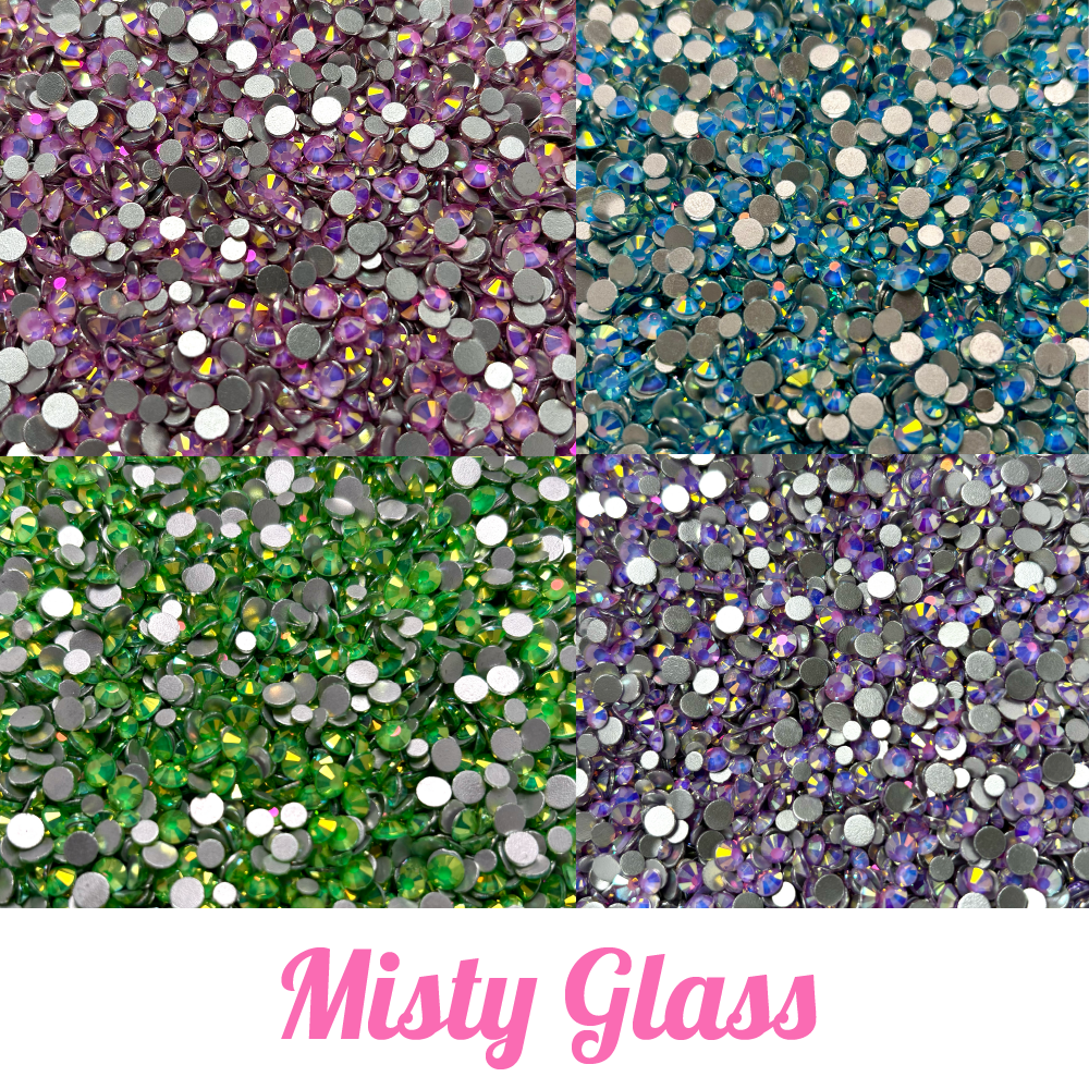 Misty Glass Rhinestone Scoops