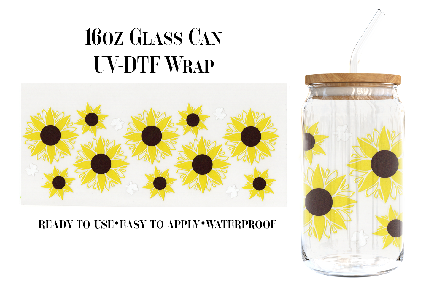 #147) Sunflowers and Butterflies UVDTF 16oz Wrap