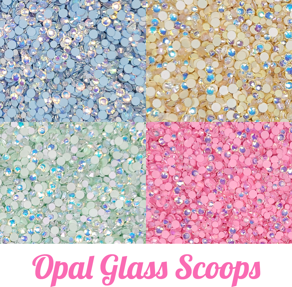 Opal Glass Rhinestone Scoops